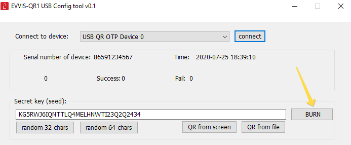 EVVIS-QR1 USB Config tool