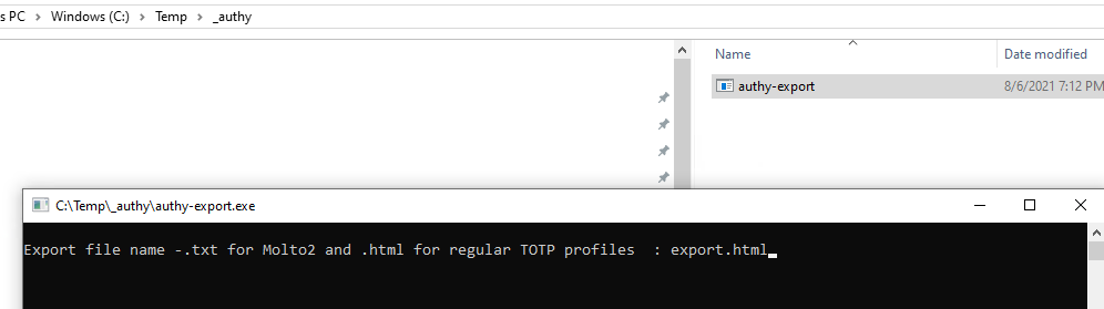 How to transfer TOTP profiles from Authy to a  Token2 hardware token