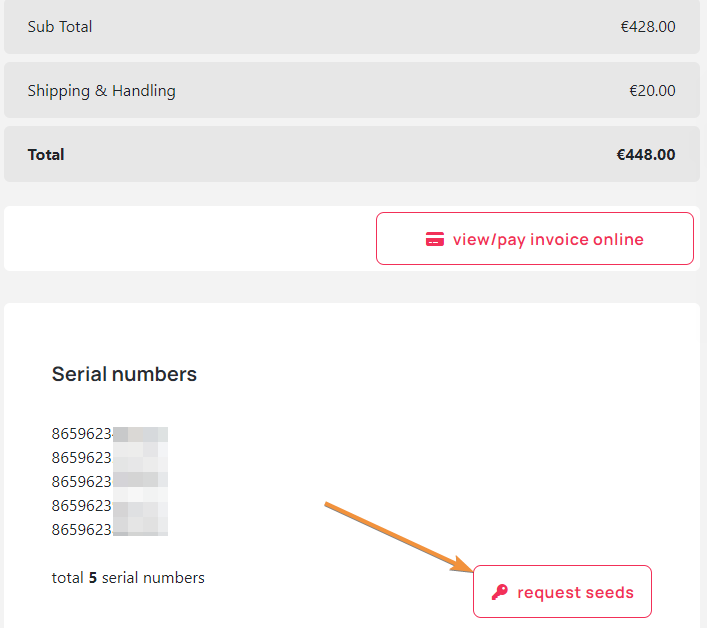 Requesting factory-set seeds for Token2 hardware tokens