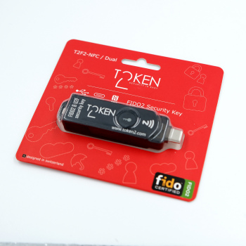 Token2 T2F2-NFC-Dual FIDO2, U2F and TOTP Security Key with USB-A and USB-TypeC Connectors